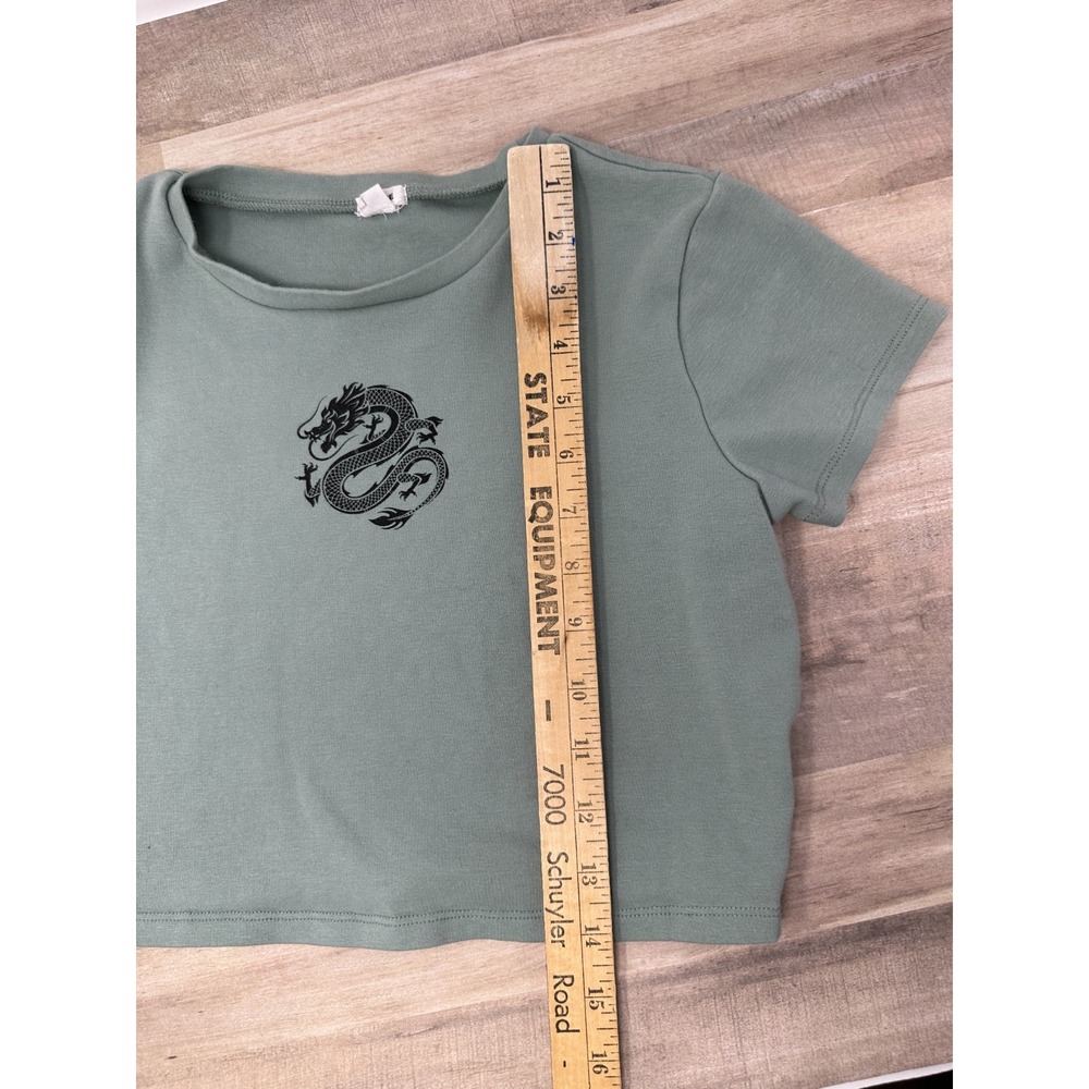 Garage Jade Dragon Green Crop Top Graphic Print‎ Size Large - Picture 5 of 7